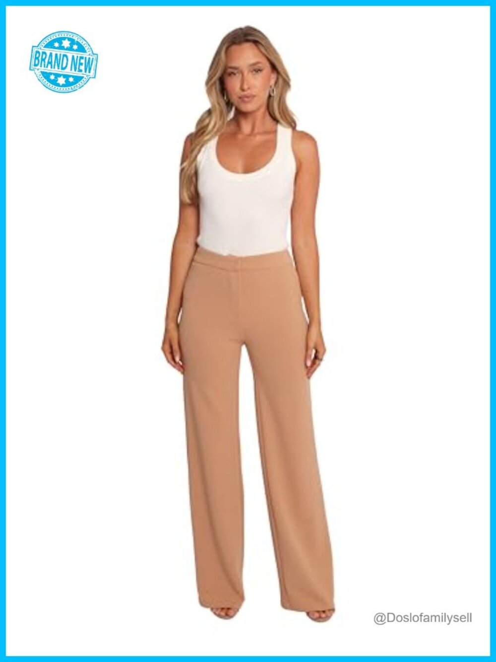 High Waisted Wide Leg Flat Front Knit Pants with Pockets
